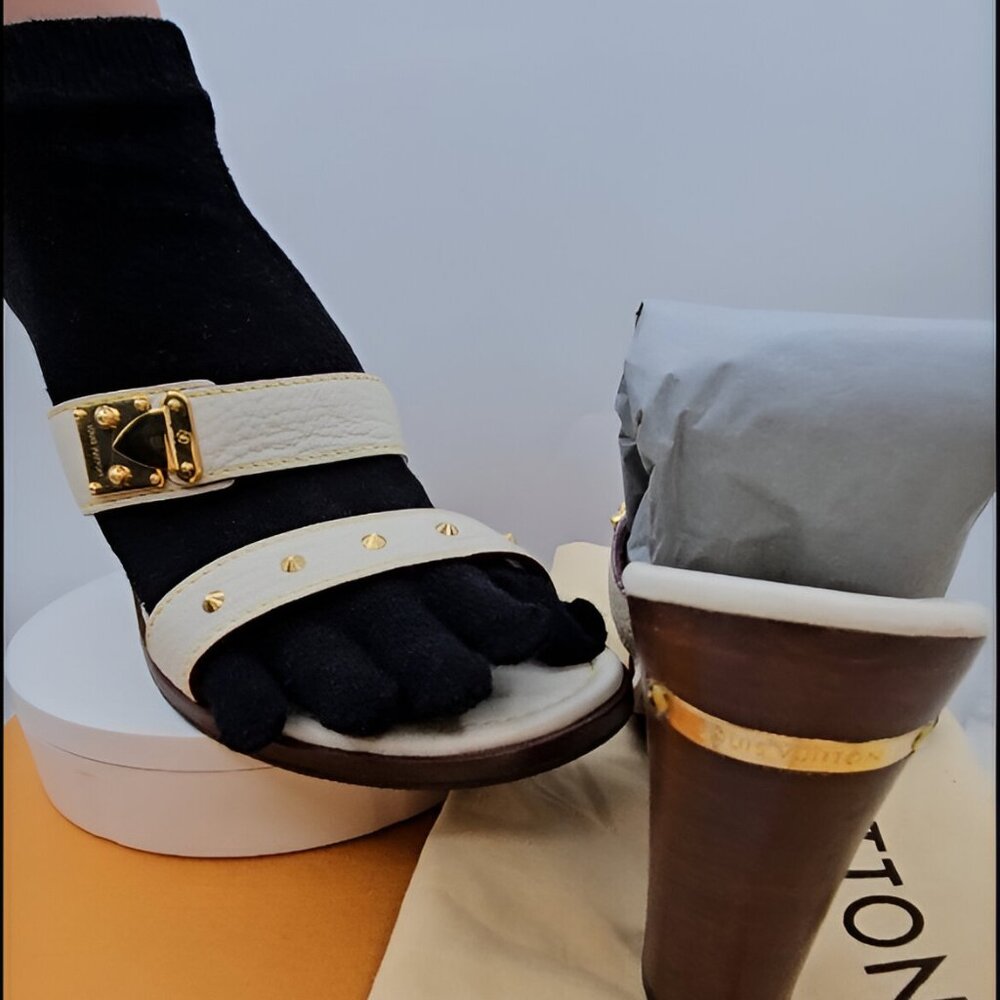 Louis Vuitton  Suhali Studded Heeled Sandals